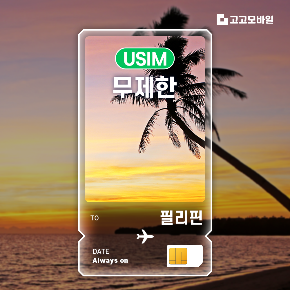 필리핀 유심 칩 USIM 데이터 무제한 마닐라 세부 보라카이 필리핀 전지역 매일 500MB 1GB 2GB 5GB