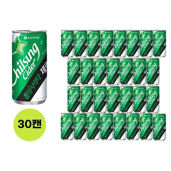 [롯데칠성] 칠성사이다 제로 210ml 30캔_sh