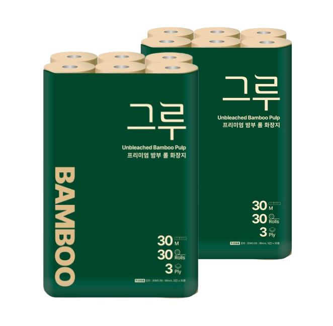 그루 프리미엄 밤부 롤 화장지 3겹 30m 30롤 2팩 / 특가행사