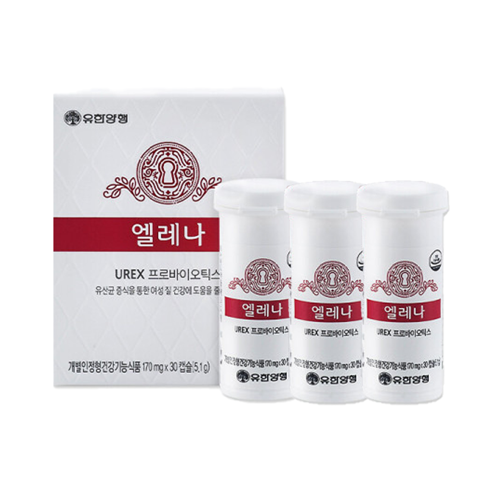 유한양행 엘레나 UREX 프로바이오틱스 170mg x 30캡슐 x3개