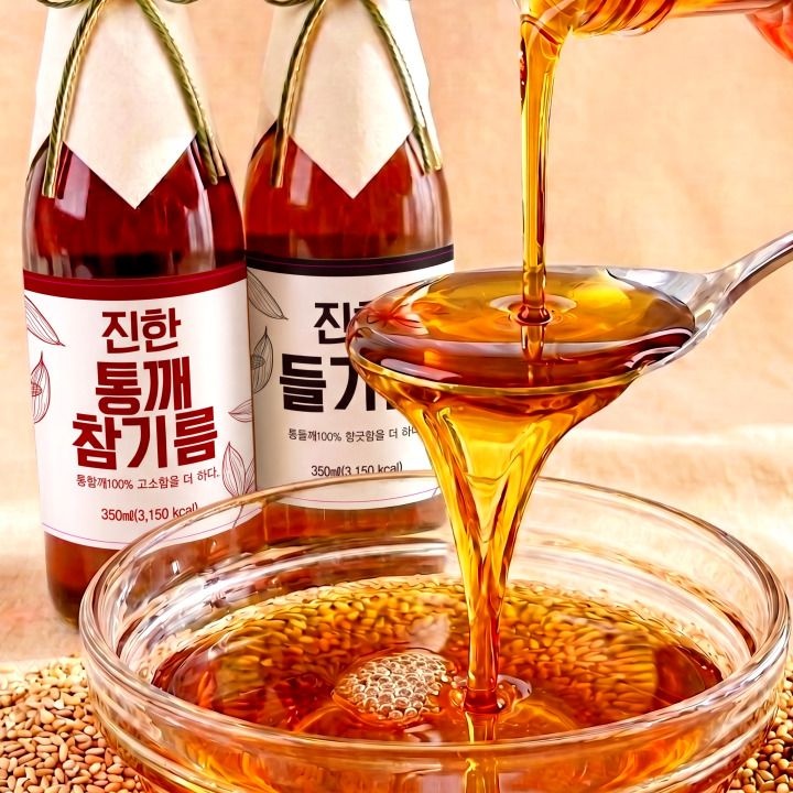 진한 참기름 1병 + 들기름 1병