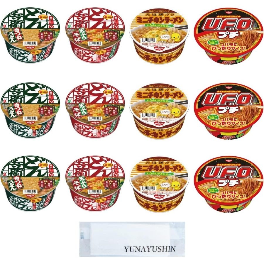 [해외] 닛신 미니 컵라면 4종 어소트 12개입 돈베이 치킨라면 UFO 세트