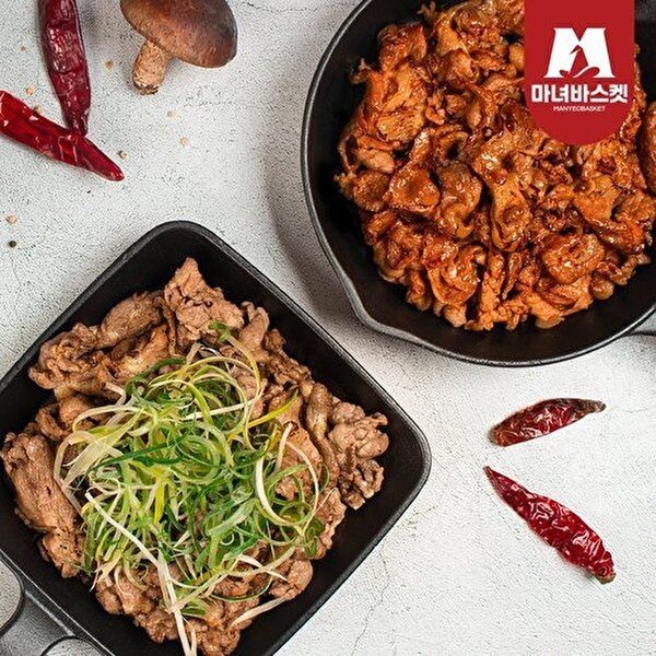 [마녀바스켓]마녀 연탄불고기 300g*4팩 + 불 연탄불고기 300g*4팩