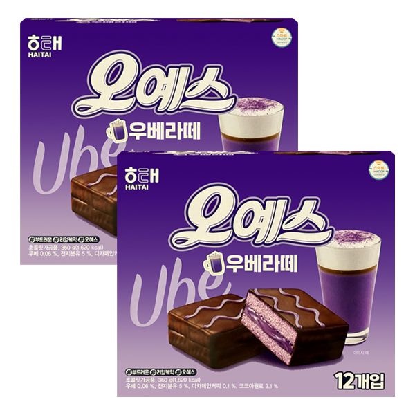 해태 오예스 우베라떼 360g 2개 케이크 빵 과자 신상 한정판