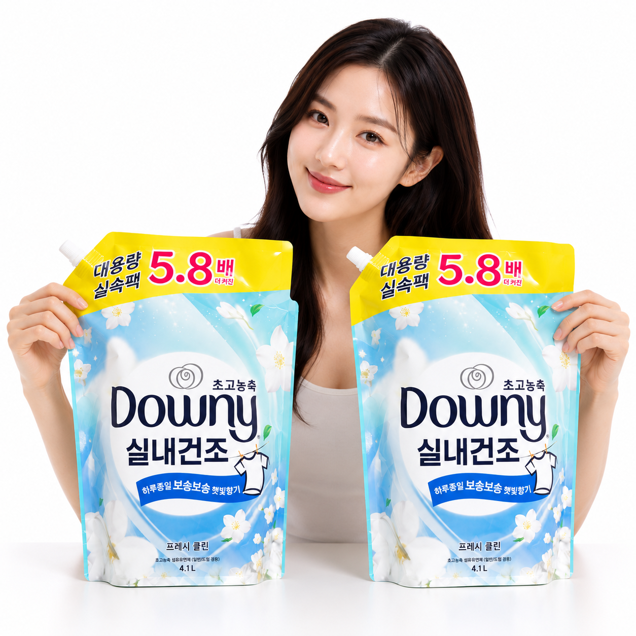 다우니 실내건조 프레시 클린 4.1L 초고농축 섬유유연제 리필 2개