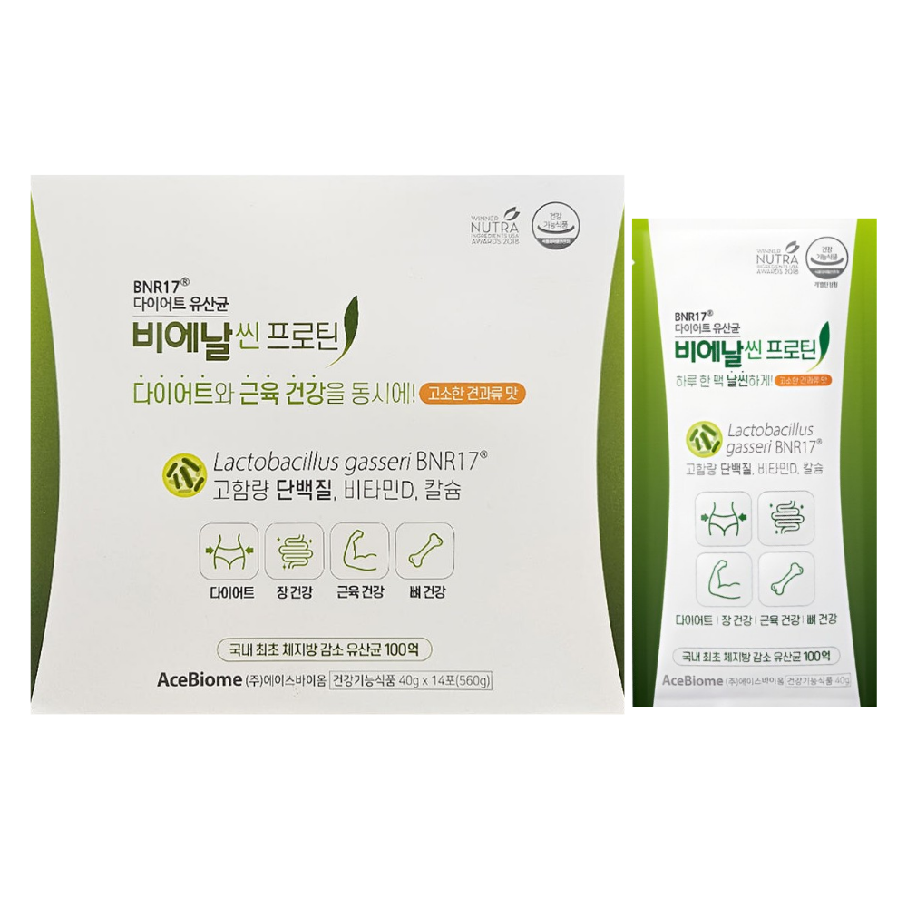 비에날씬 프로틴 40mg 14포 다이어트 유산균 1개