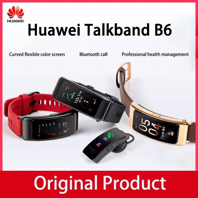 [해외] 오리지널 화웨이 Talkband B6 스마트 폰 팔찌 3D 곡선 터치 컬러 스크린 심박수 혈액 산소 모니터링 수면 분석