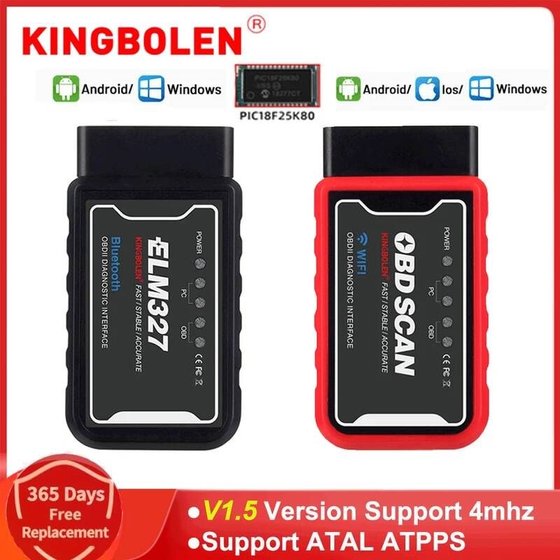 UnKnown [해외] 자동차 스캐너 차량 점검기 진단기 ELM327 V1.5 Wifi/BT 안드로이드/IOS OBDII Wifi 블루투스 호환 OBD2 진단 도구 PIC18F25K80