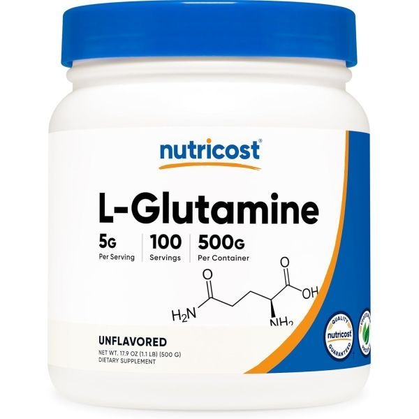 Nutricost [해외] 뉴트리코스트 L-글루타민 파우더(500그램) 무향, 100인분, GMO 프리 | 글루텐