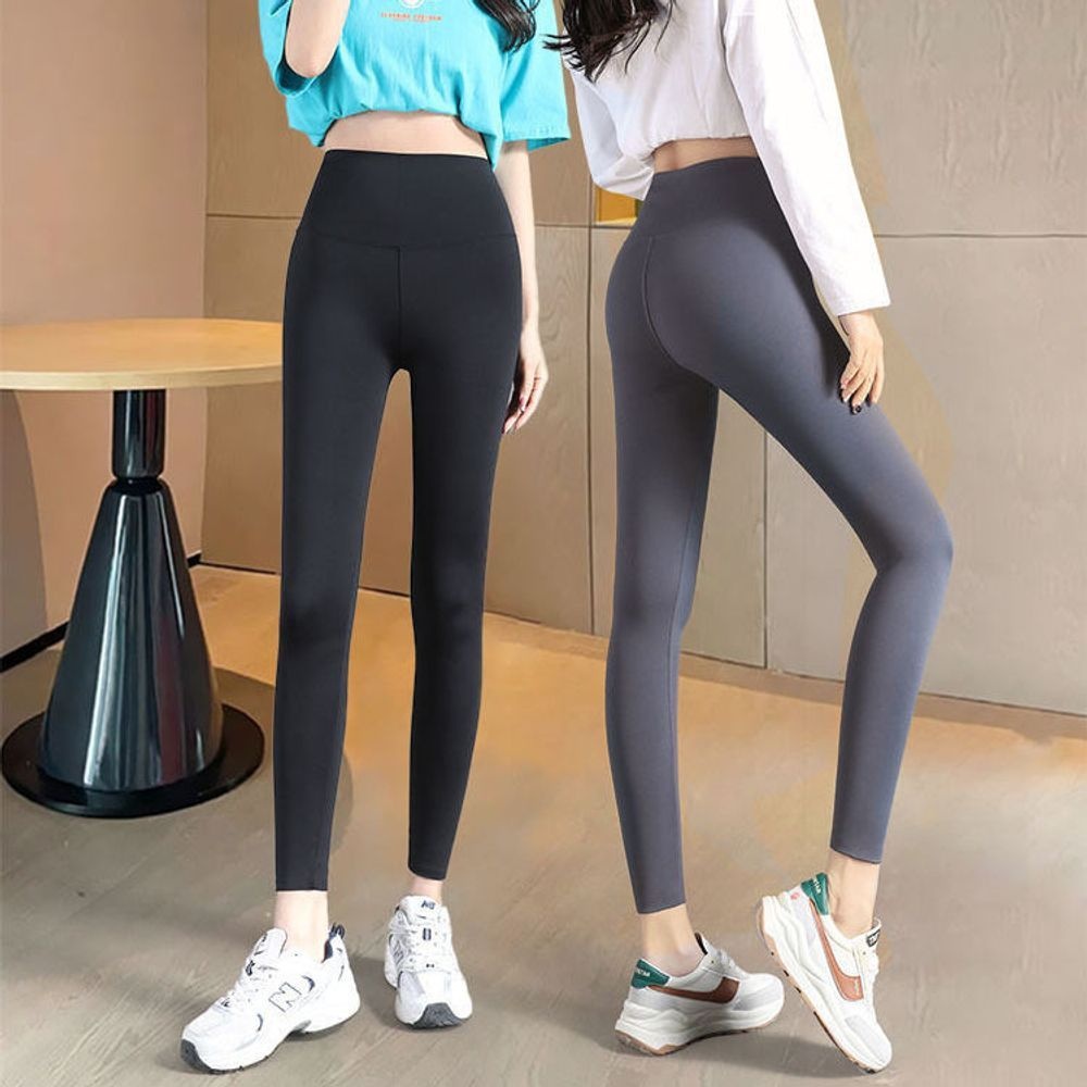 레깅스팬츠 필라테스레깅스 하이웨스트 레깅스 여름레깅스 운동 (그레이)