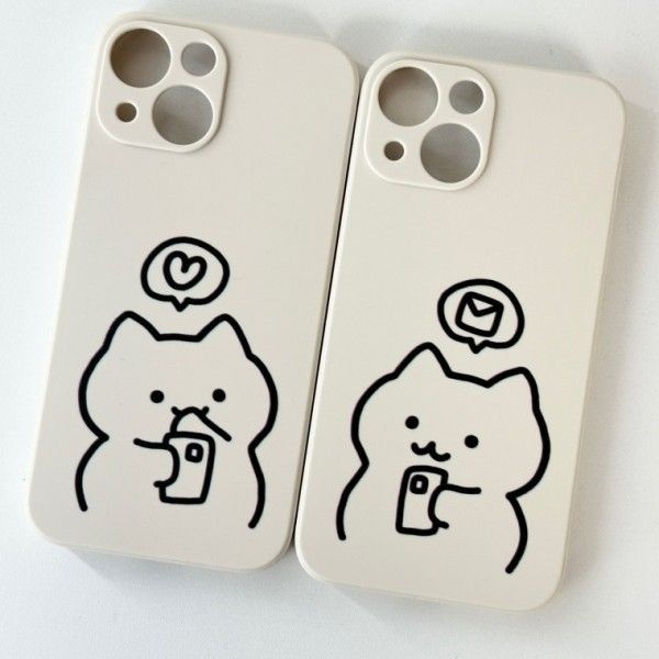 OEM 블카마켓 [폰꾸] 키치한 카톡 냥이 고양이 클리어 투명 폰 케이스 커플 우정 선물 아이폰 16 17 갤럭시 실리콘 젤리