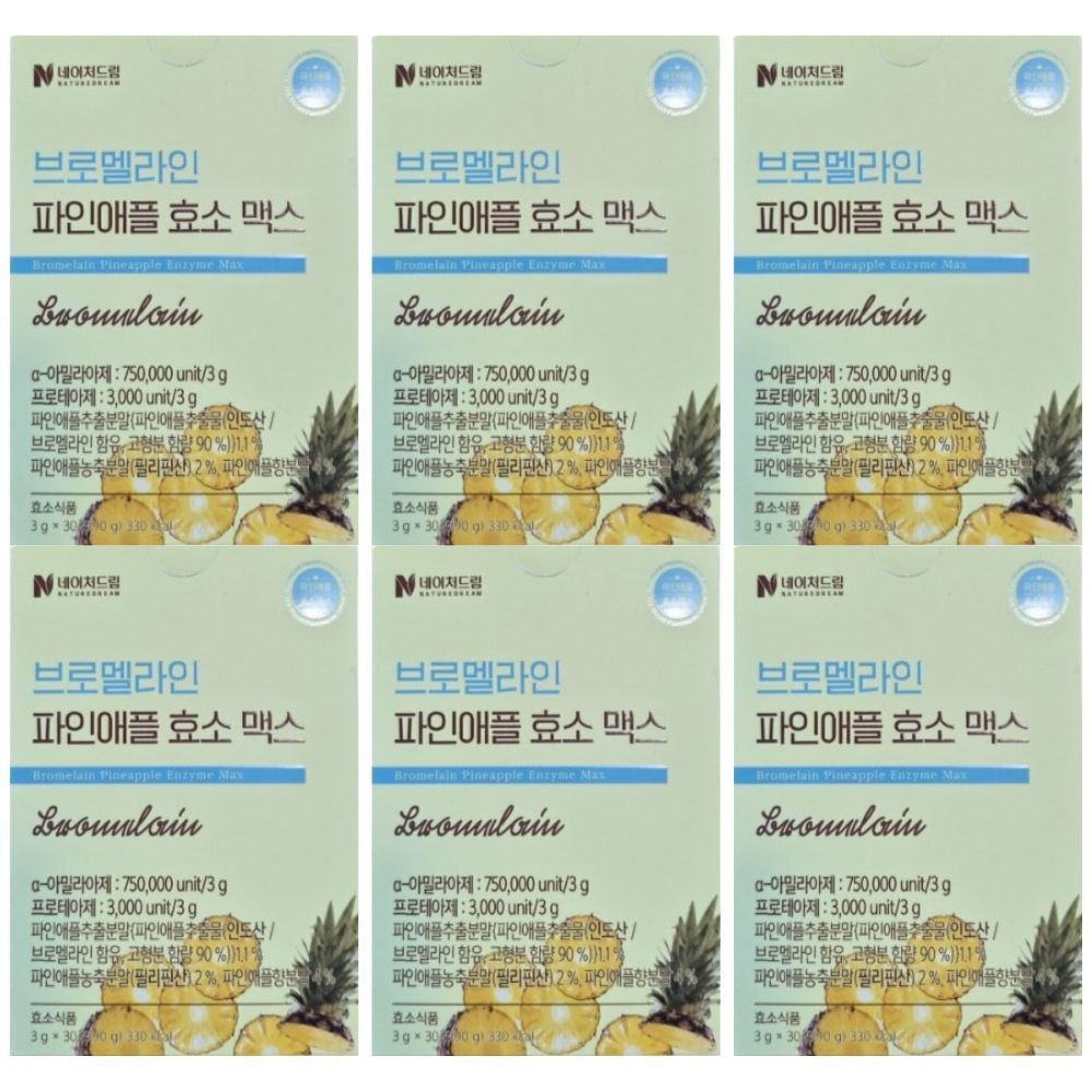 네이처드림 역가수치 75만 브로멜라인 파인애플 효소 맥스 30포, 6박스