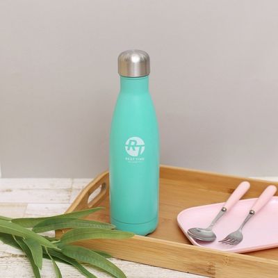 슬림 보온병 500ML 블루 거름망 물통 물병