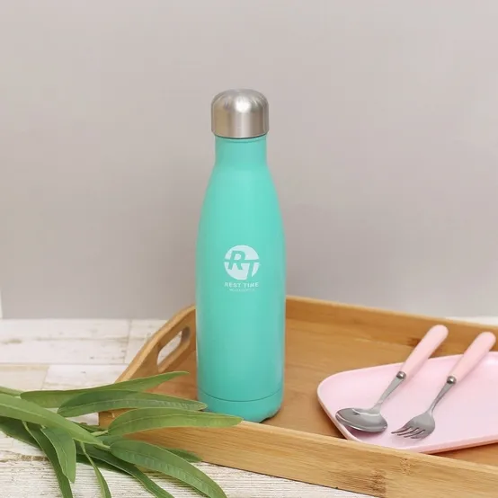 슬림 보온병 500ML 블루 거름망 물통 물병