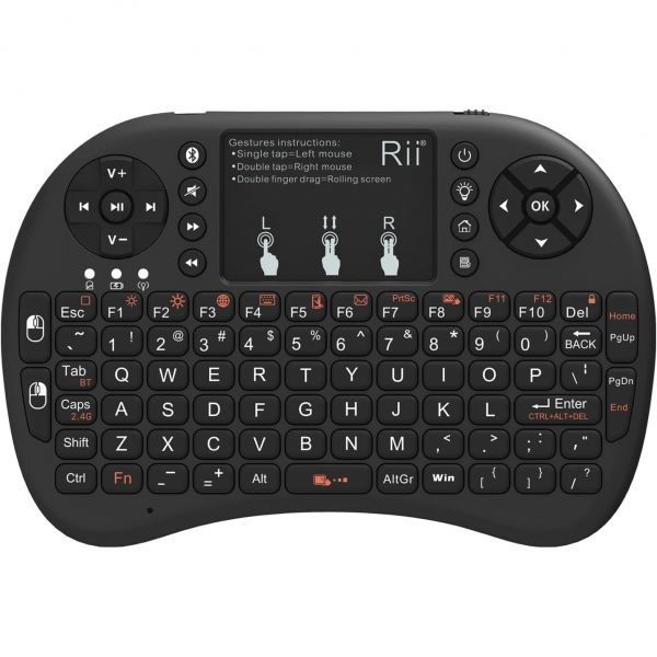 [해외] Rii 2.4GHz 미니 무선 키보드 터치패드 QWERTY 포함 백라이트 기능 휴대용 리모컨 노트북 PC 태블릿 윈도우 맥 TV Xbox PS3