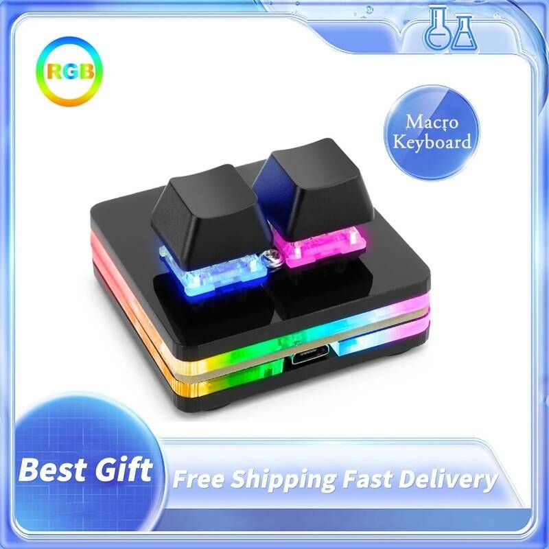 UnKnown [해외] 무선 기계식 블루투스 키보드 OSU 게임용 매크로 RGB LED 2 키 복사 붙여넣기 미니 키패드 포토샵 CAD 프로그래밍