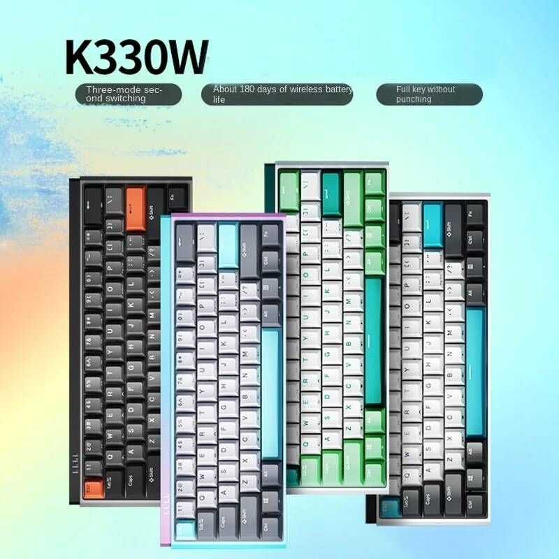 [해외] 무선 기계식 블루투스 키보드 DURGOD K330w 유선 게임용 PC 노트북 맥 컴퓨터 게이머용 휴대용 61 키 3 가지 모드