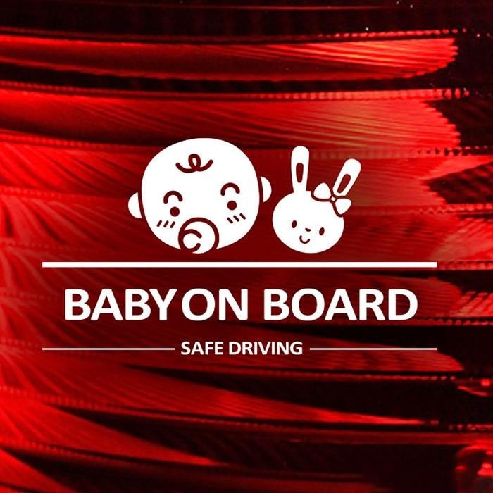 BABY ON BOARD 아기와토끼 반사시트지 자동차스티커