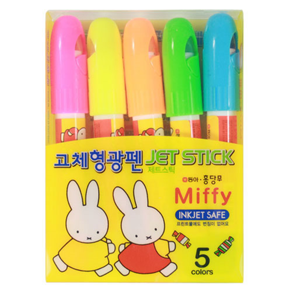 동아 미피 고체 형광펜 제트스틱 ~ 5색