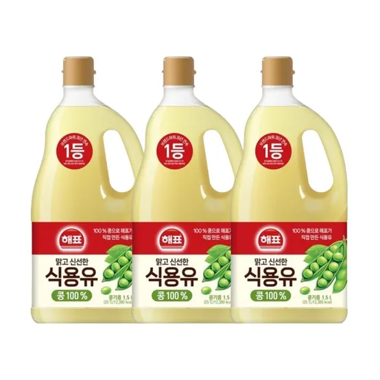 해표 콩기름 식용유 1.5L 3개