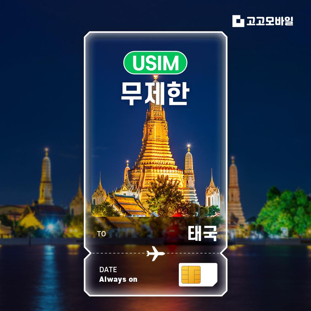태국 유심 칩 USIM 데이터 무제한 방콕 치앙마이 푸켓 태국 전지역 매일 500MB 1GB 2GB 5GB