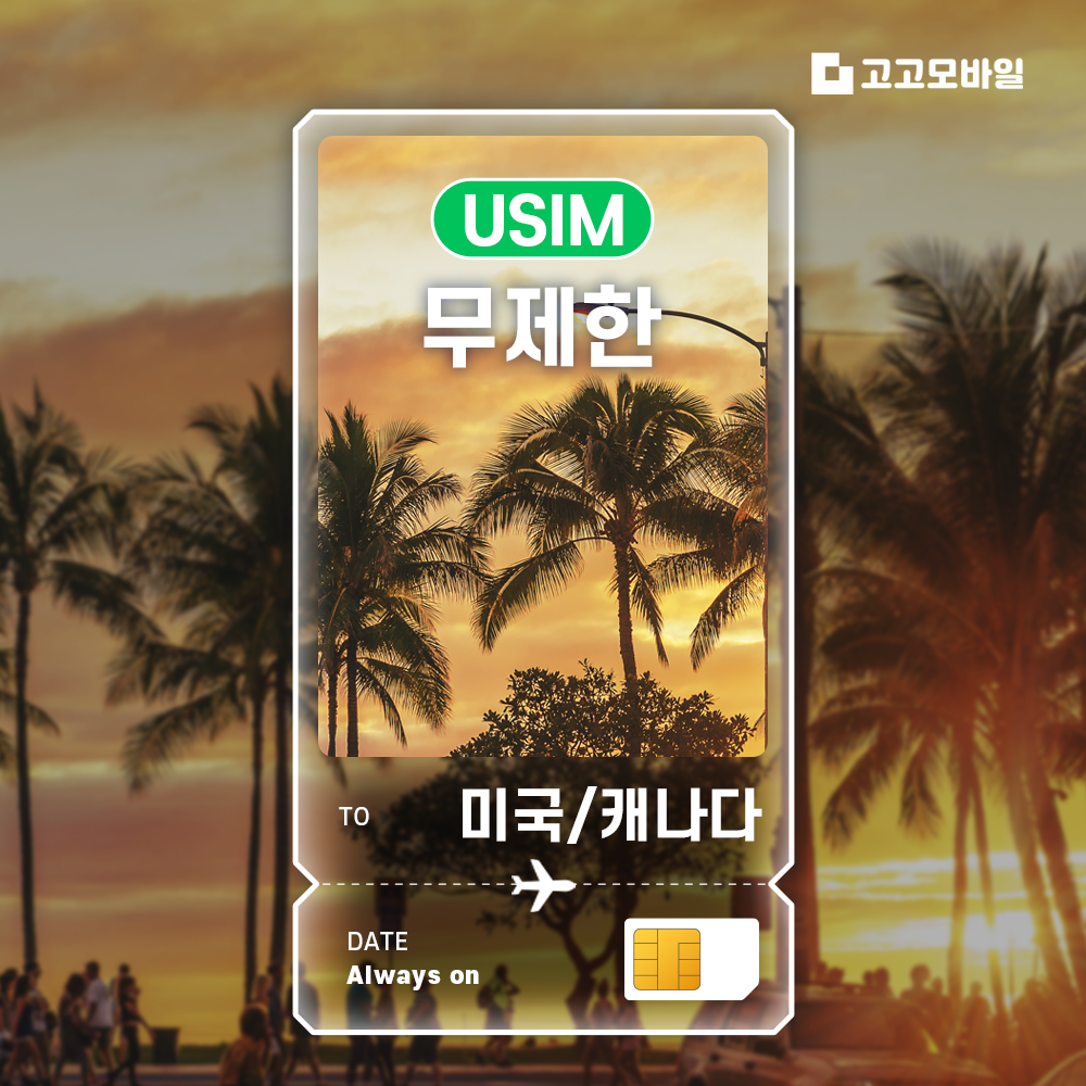 미국/캐나다 유심 칩 USIM 데이터 무제한 미국/캐나다 전지역 매일 500MB 1GB 2GB