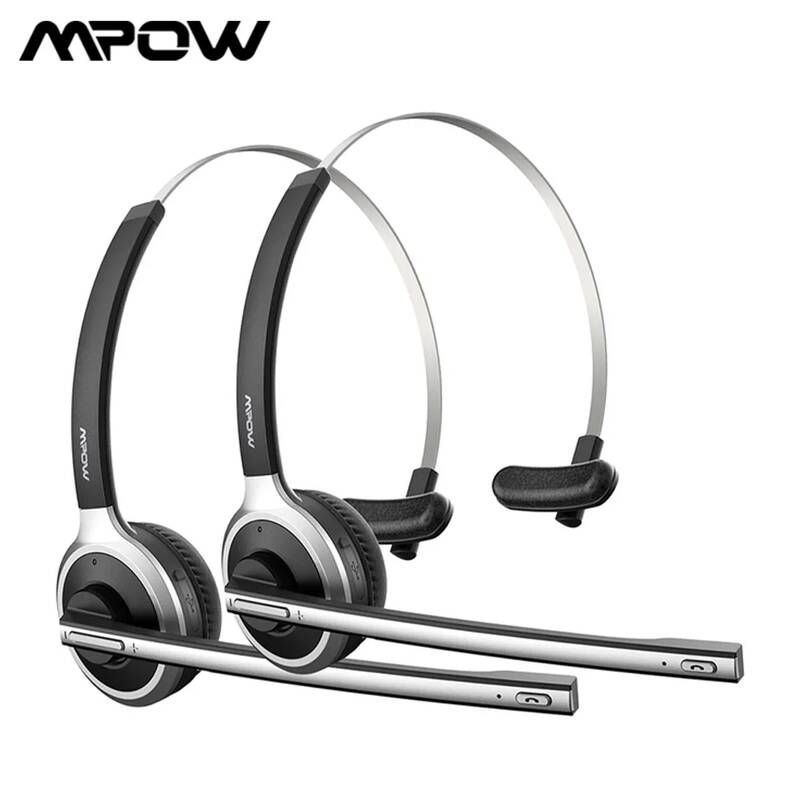 UnKnown [해외] 골전도 블루투스 무선 이어폰 Mpow M5 5.0 헤드셋 오버 헤드 노이즈 캔슬링 헤드폰 트럭 운전사용 크리스탈 클리어