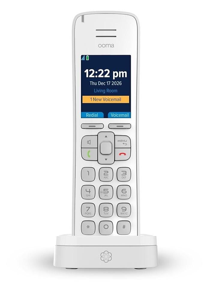 Ooma [해외] Ooma HD3 핸드셋 화이트 무선 전화기 발신자 ID HD 음성 품질. ooma Telo VoIP 인터넷 홈 전화 서비스에서 작동합니다. [호