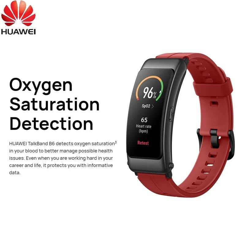 [해외] 스마트 워치 손목 밴드 오리지널 화웨이 TalkBand B6 블루투스 헤드셋 팔찌 기린 A1 BT 5.2 심박수 혈액 산소 모니터링