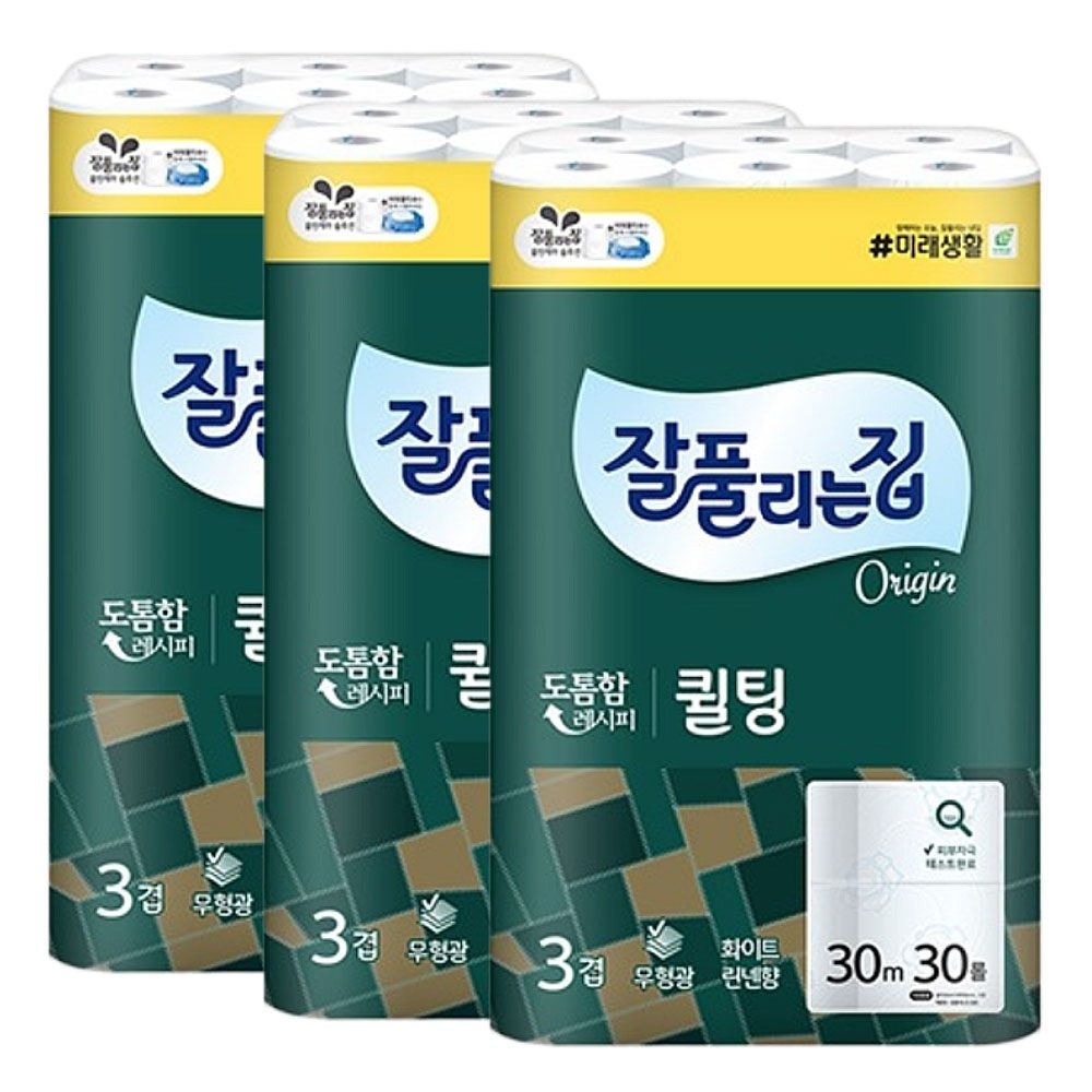 미래생활 잘풀리는집 퀼팅 화장지 30m 30롤 3팩