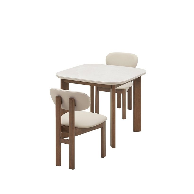 [1만점 적립] [희망일배송] 오뜨 우드 세라믹식탁 2인세트 90cm 브라운_체어 2EA