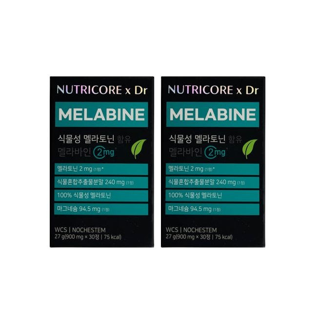 뉴트리코어 식물성 멜라토닌 함유 멜라바인2mg WCS 900mg x 30정 2박스