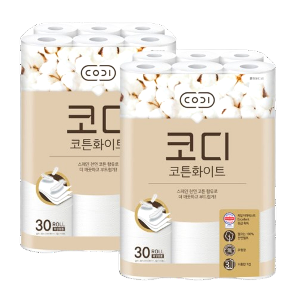 코디 코튼화이트, 30m, 30롤, 2개