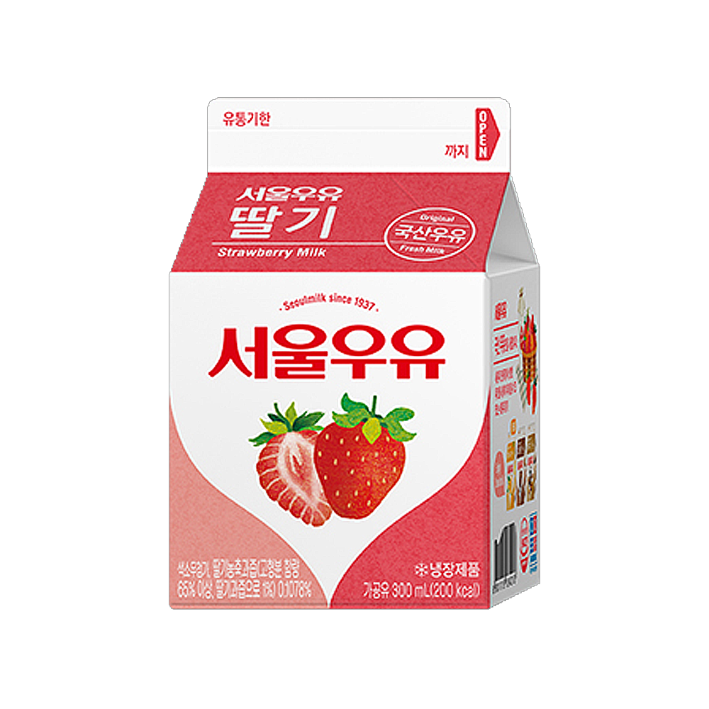 서울우유 딸기우유 팩음료 300ml x 8개
