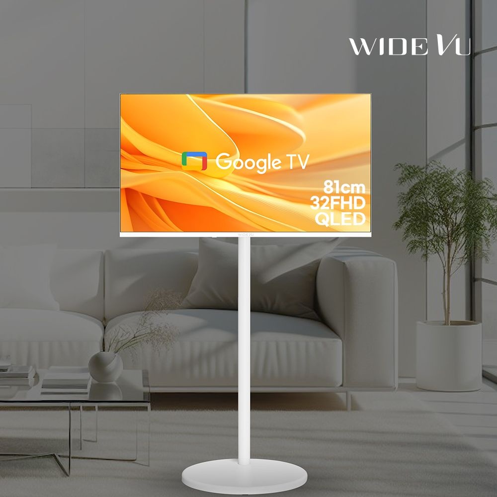 [S] 와이드무빙뷰 화이트에디션 32인치 QLED FHD 삼탠바이미 셋트 V1,V2,V3 구글 스마트 이동식 TV 중소바이미 (32QLED + V1 화이트세트)