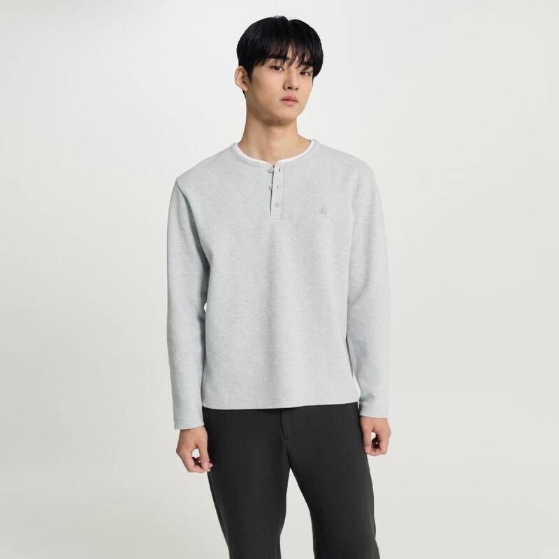 헨리넥 긴소매 티셔츠 - 라이트 그레이 BC6241C562 EVY738 PBT792