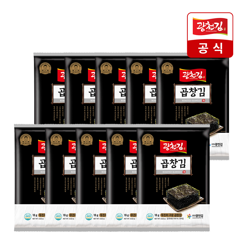 광천김 [광천김] 무조미 구운 곱창 전장김 18g 10봉