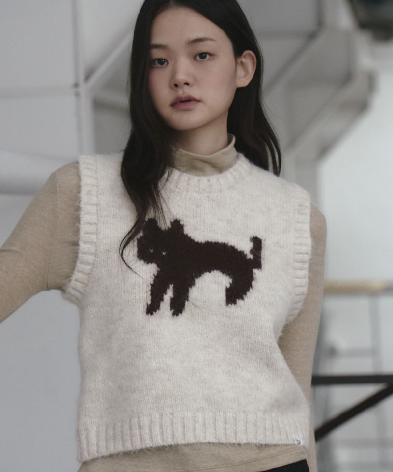 THE GREEN LAB 더그린랩 고양이 쟈카드 베스트 조끼 오트밀 439186