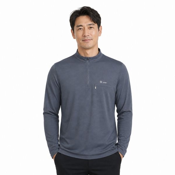 [파파브로] 남성 쿨터치 썸머 배색 하프집업 티셔츠 DW-TSA-Q092