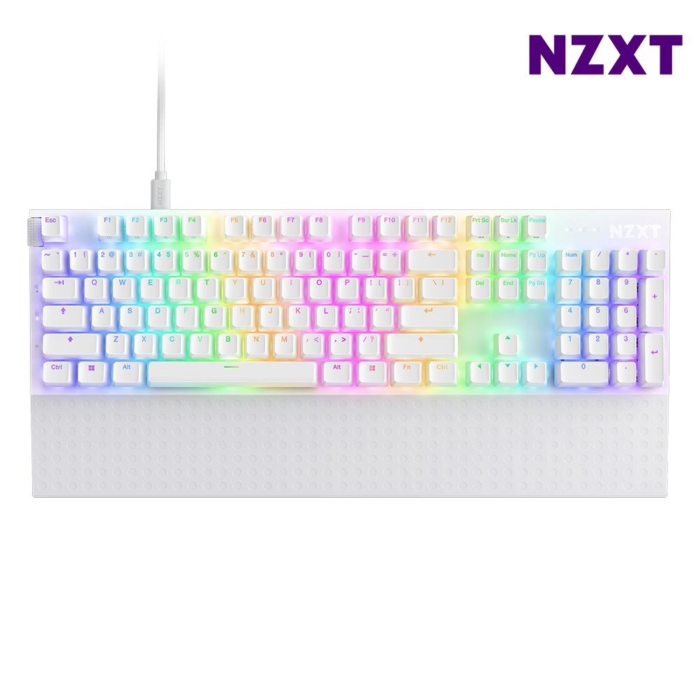 NZXT 화이트 유선 게이밍 키보드 8K 104키 풀배열 옵티컬 1P