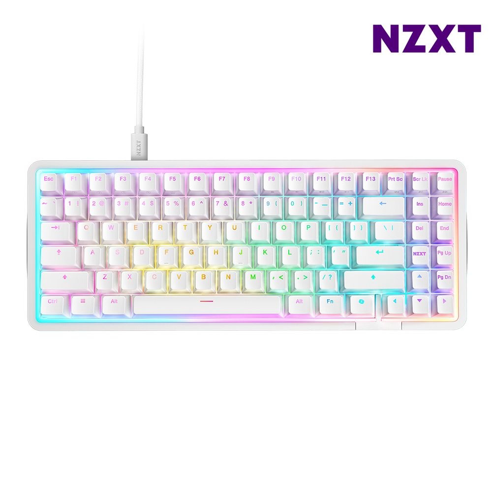 NZXT 화이트 미니 게이밍 키보드 유선 TKL 가스켓 마운트 1P