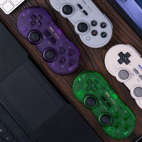 8BitDo SN30 PRO 에디션 게임패드 무선 레트로 투명 디자인 블루투스 무선 연결