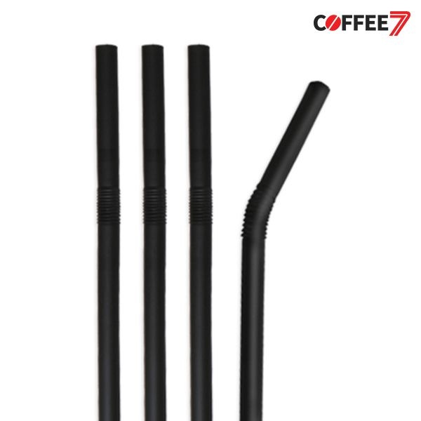 스트로우 자바라 빨대 블랙 7x250mm 벌크포장 500개입 20봉 1박스