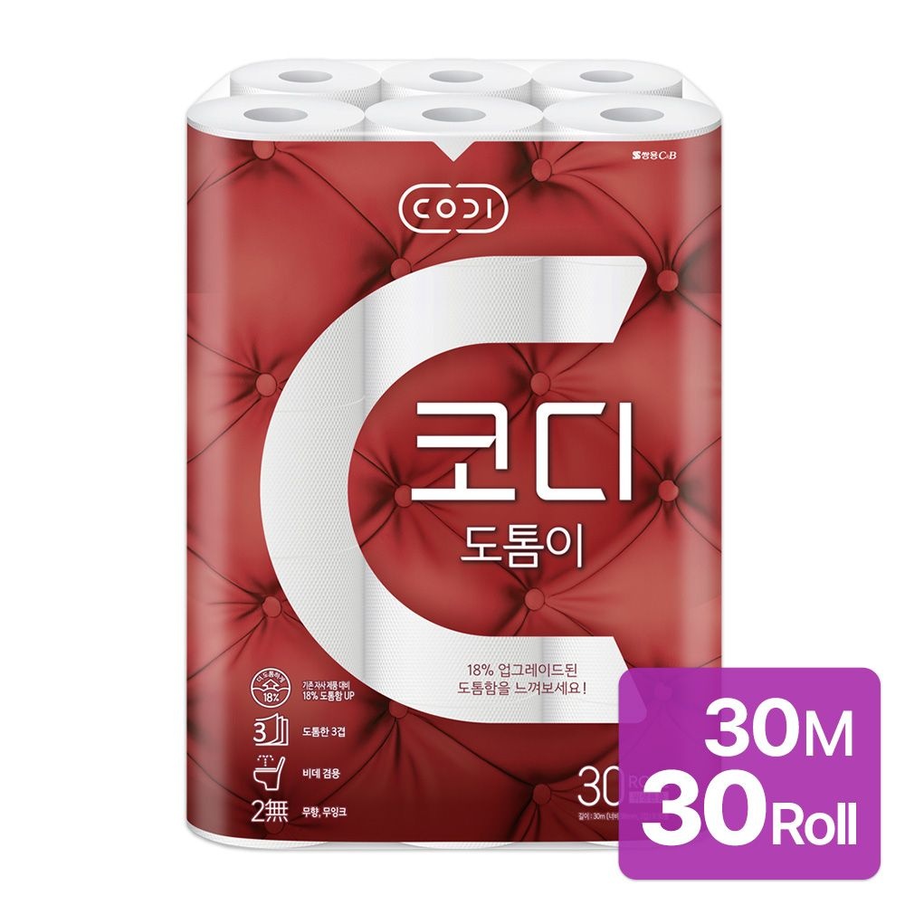 [코디] 3겹 도톰이 화장지 30롤(30m)