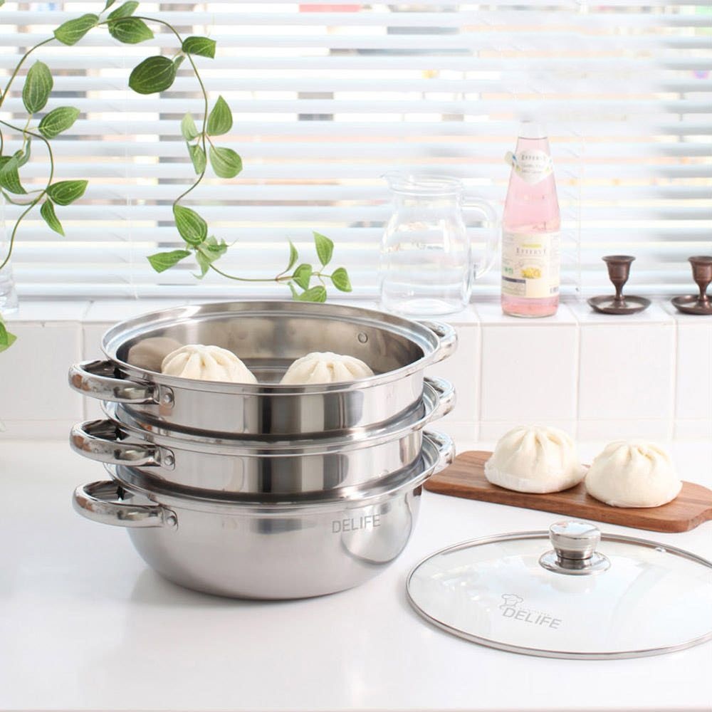 [디라이프] 스테인레스 인덕션 3단 찜전골냄비(28cm)