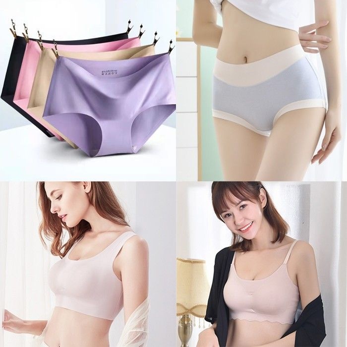 고급 여성 노라인 심리스 투톤 사각 브라 탑 속옷 팬티 모음