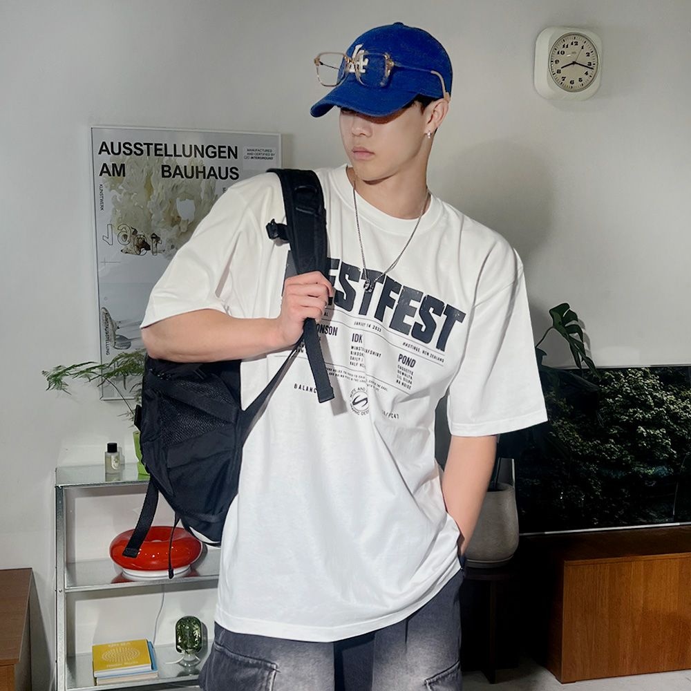 [XS-3XL] 네스트 페스트 레터링 오버핏 반팔 티셔츠 남녀공용 13color W