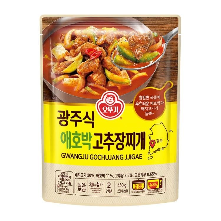 오뚜기 광주식 애호박고추장찌개 6개 450g 자취 야근 야식 회사 탕비실 혼밥 캠핑 여행