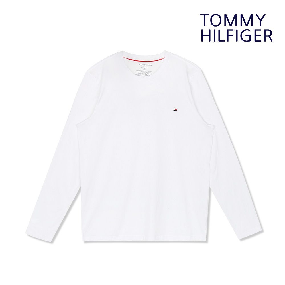 타미힐피거 긴팔티셔츠 스몰로고 화이트 09T3118-100