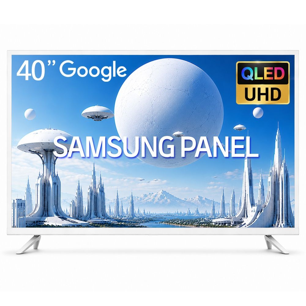 위드라이프 구글 40인치 QLED 4K UHD 스마트TV 화이트 고화질 안드로이드TV 에너지1등급티비